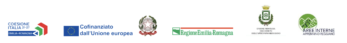 Coesione Italia 21-27 Emilia-Romagna, Cofinanziato dall'Unione europea, Regione Emilia-Romagna, Unione Montana dei Comuni dell'Appennino Reggiano, Aree Interne Appennino Reggiano